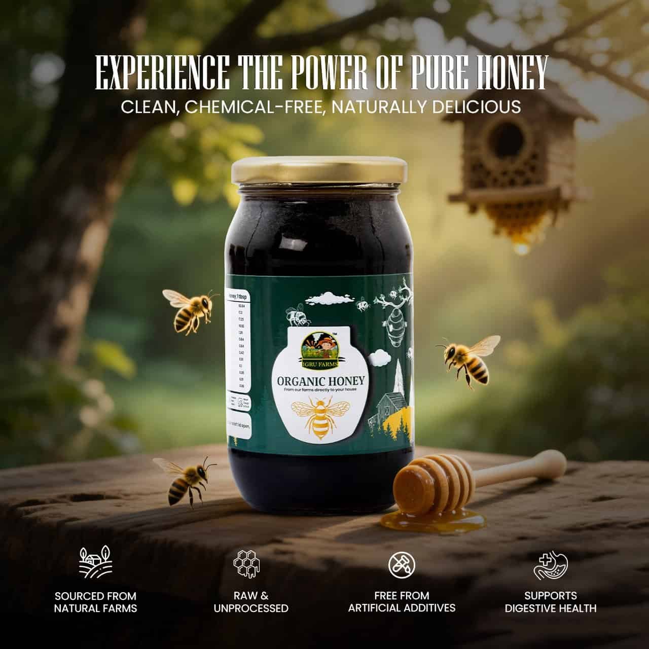 Organic Multi-Flora Honey, 100% Pure {500g} - Image 3