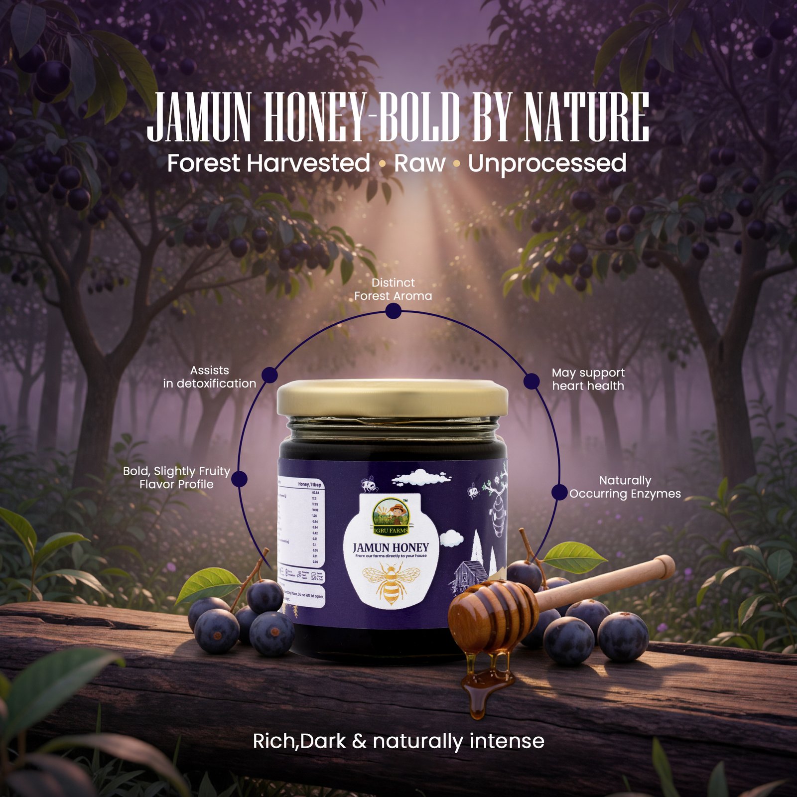 Jamun Honey | Pure Black Plum Blossom Honey {250g} - Image 2